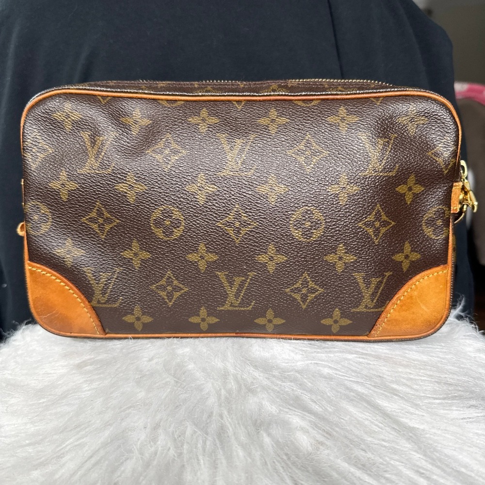Louis Vuitton Vintage Marly Dragonne GM Clutch Bag Monogram Brown CanvasWristlet - Picture 16 of 16